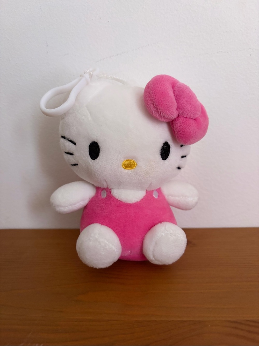 Sanrio Hello Kitty White & Bright Pink Plush Keychain